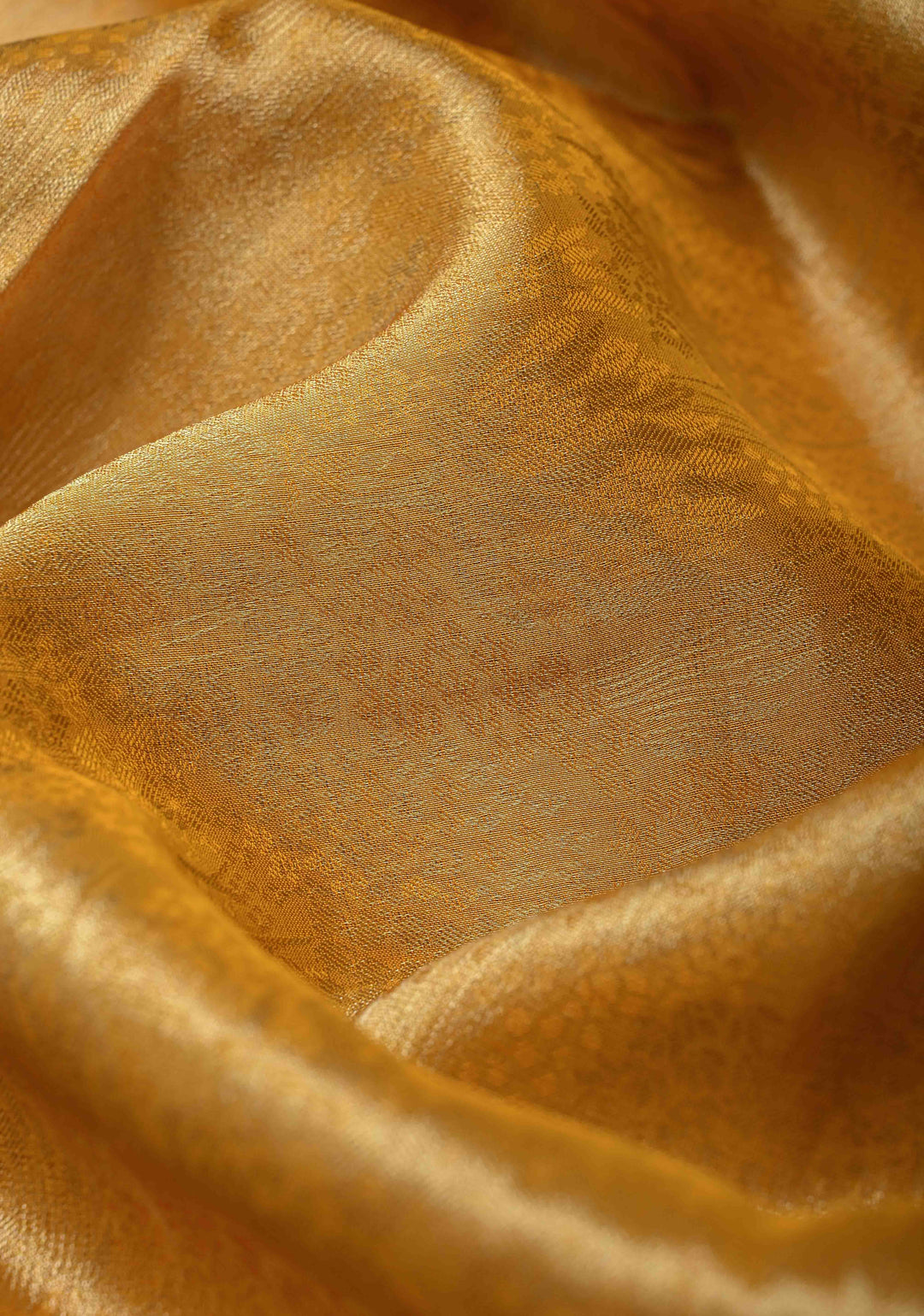 Mustard Yellow Vegan Organza Tissue Saree with Hand Embroidery Border