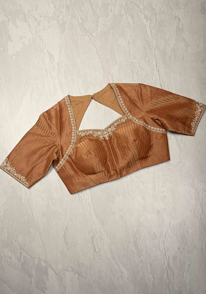 Dusty Rose Vegan Viscose Tissue Saree with Printed Toile Pattern and Cord Pitta Embroidery Scallop Border