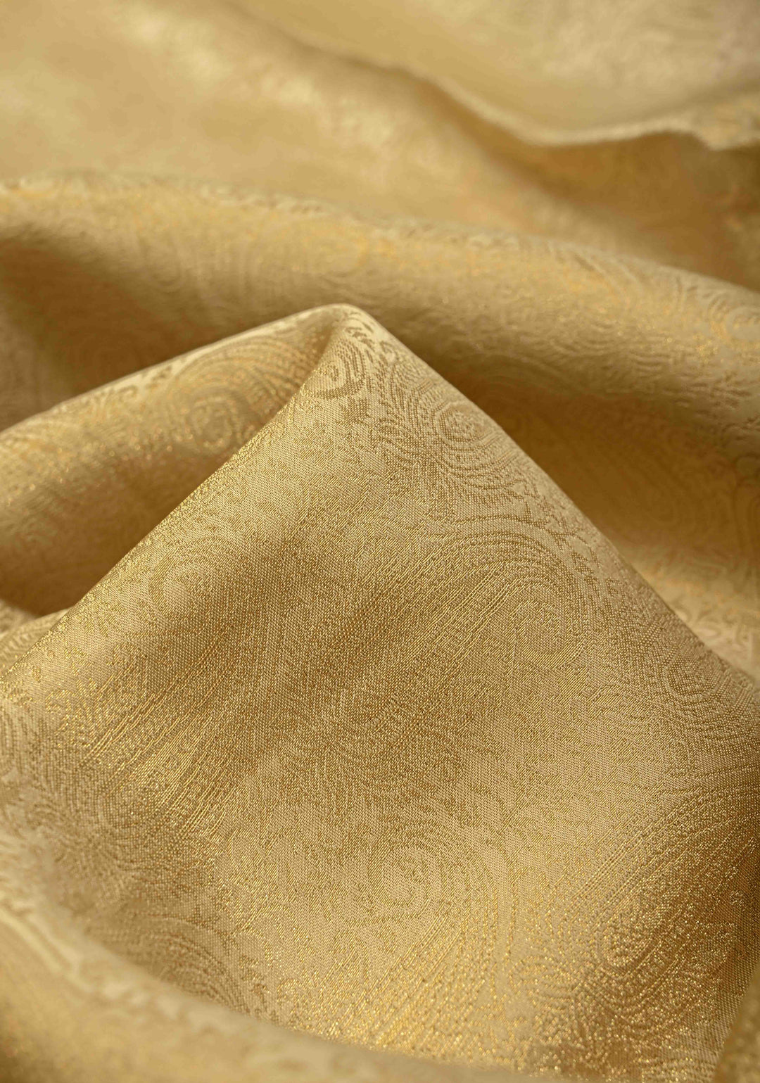 Beige Vegan Viscose Silk Saree with Paisley Brocade and Zari Border