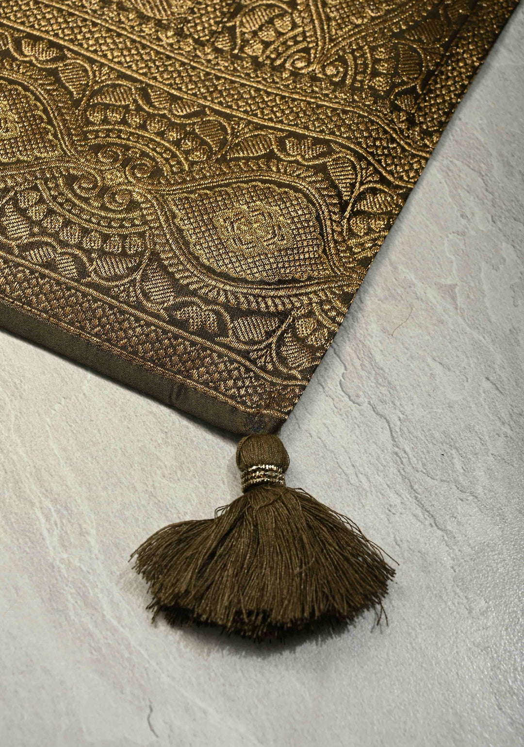 Butter Yellow Floral Brocade Vegan Viscose Silk Saree with Contrast Zari Border