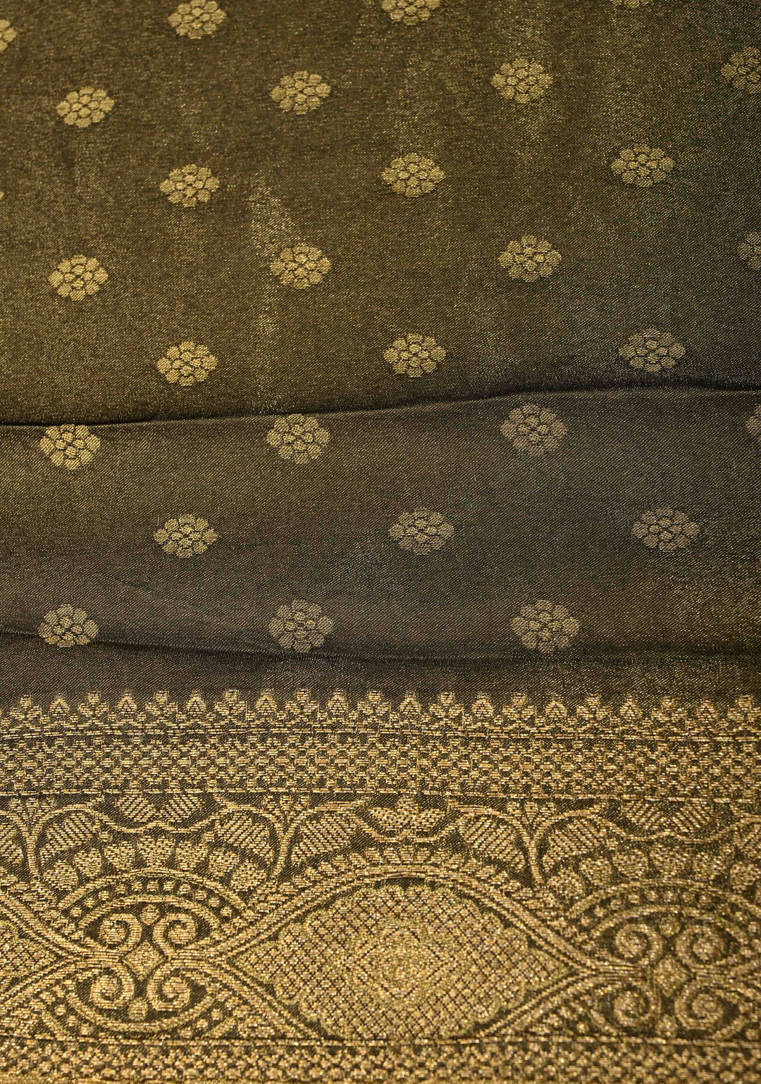 Butter Yellow Floral Brocade Vegan Viscose Silk Saree with Contrast Zari Border