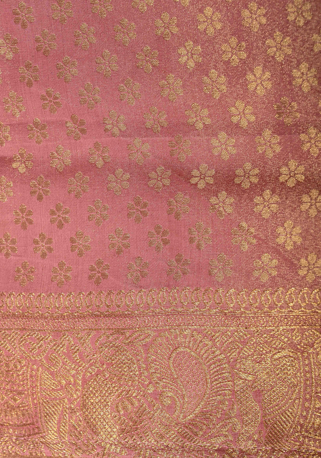Dusty Pink Geomatric Jaal Vegan Viscose Silk Saree with Zari Border