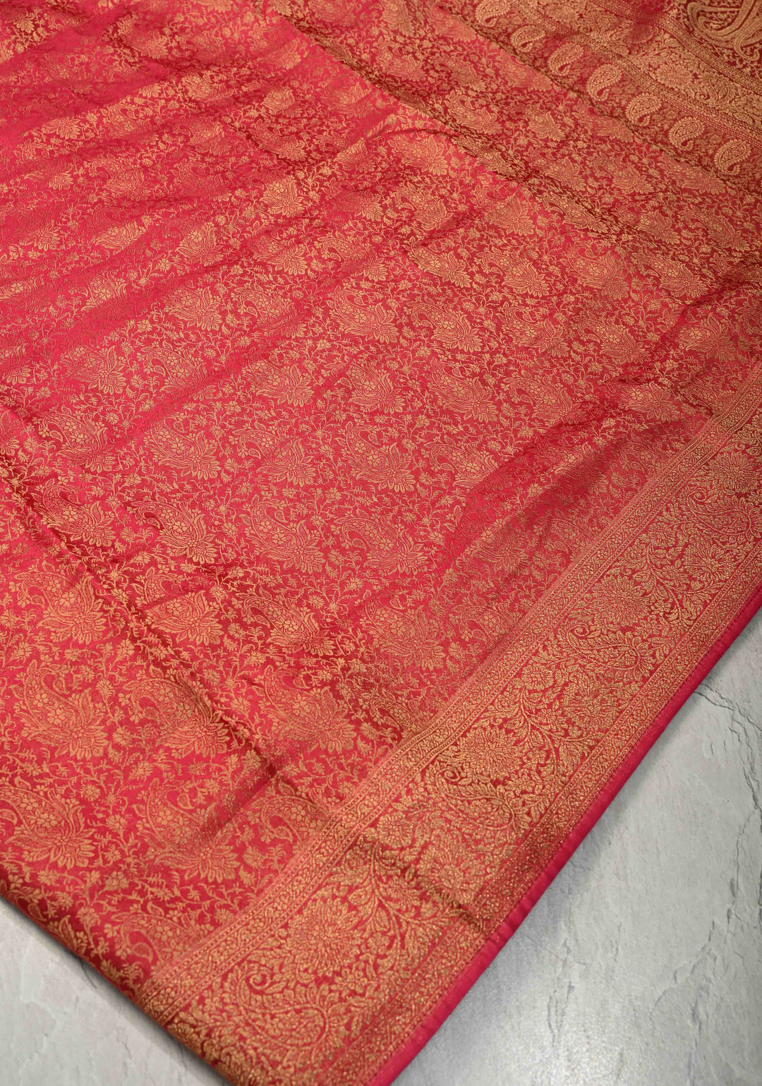 Rani Pink Vegan Viscose Silk Saree with Brocade Jaal and Zari Border