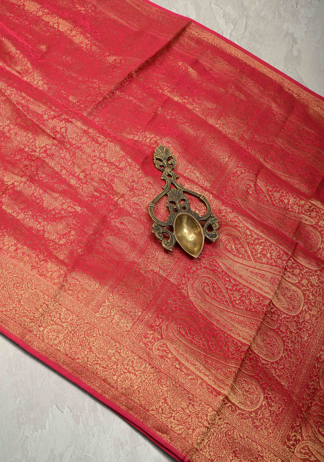 Rani Pink Vegan Viscose Silk Saree with Brocade Jaal and Zari Border