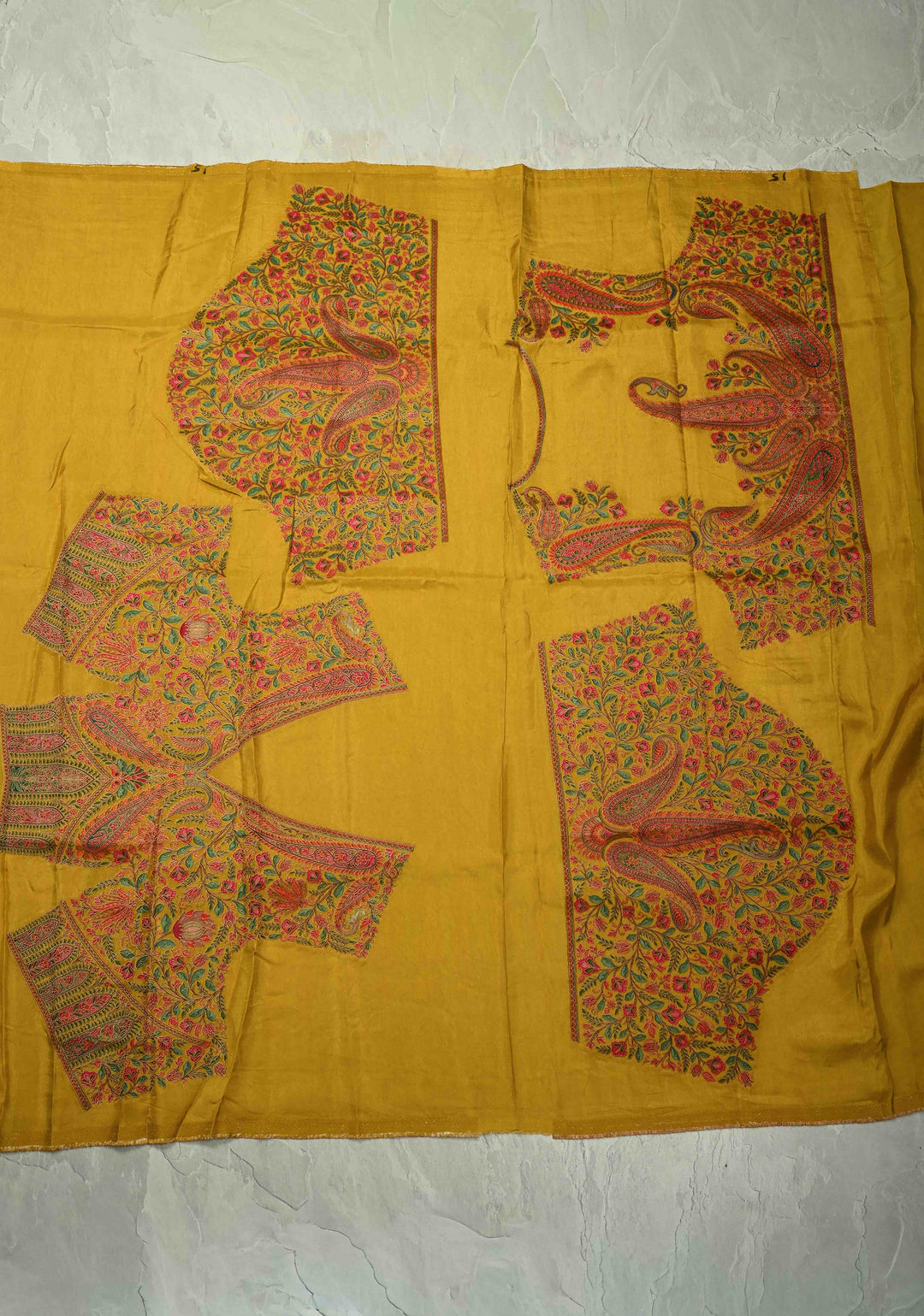 Vegan Soft Silk Saree with paisley motifs in mustard yellow with Contrast Border