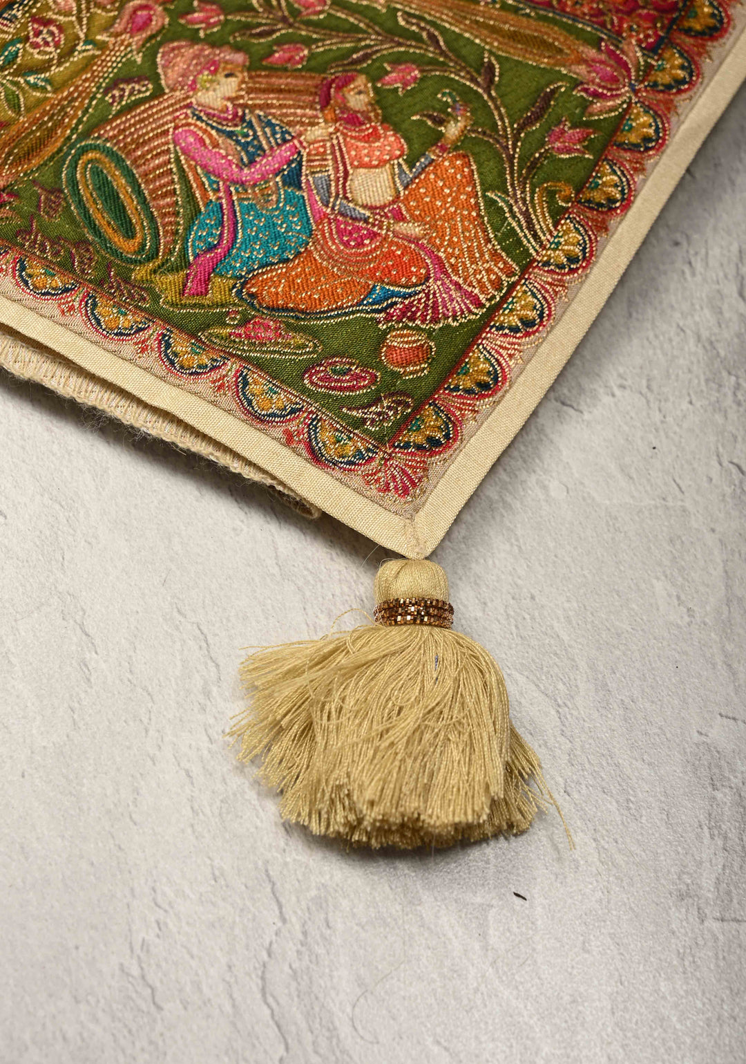 Beige Vegan  Viscose Shimmer Tissue Saree with Intricately Embroidery Border