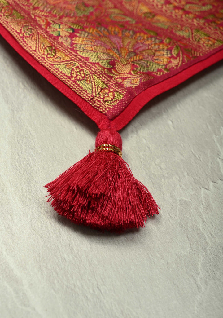 Vegan Silk Saree in Cream with Meenakari Floral Diagonal Stripes and Contrast Border