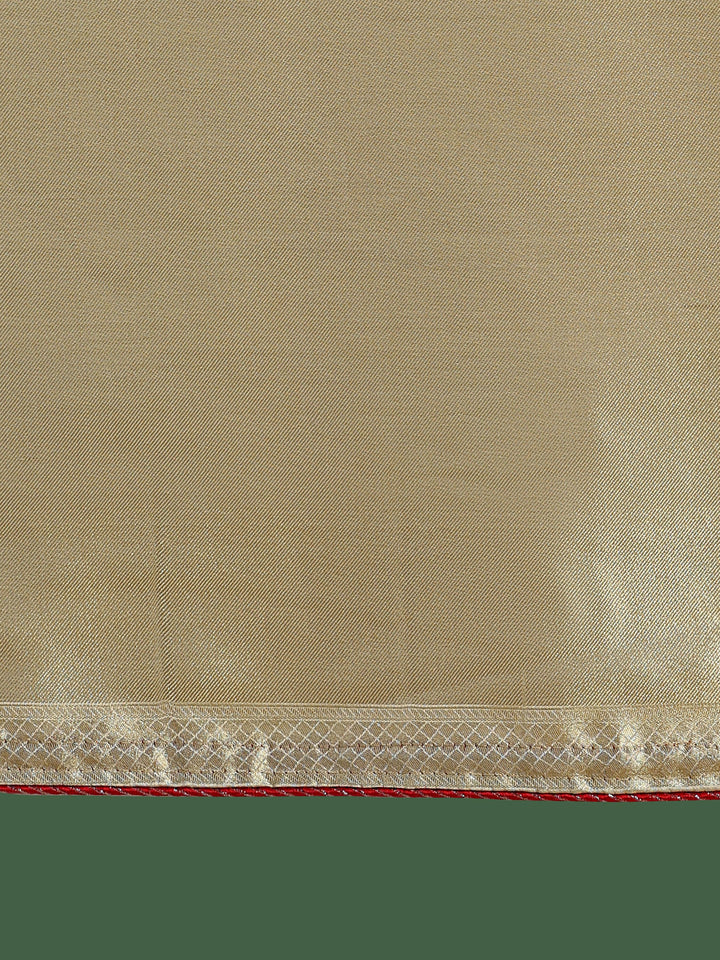 Golden Kanjivaram Satin Silk Woven Saree | SHOBITAM