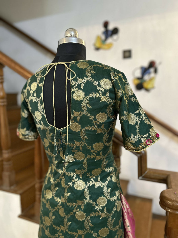 Yuvathi Banarasi Silk Kurta with hand Embroidery | SHOBITAM