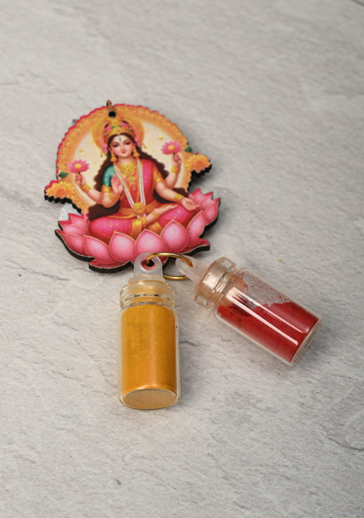 Set of 20 Festival Return Gifts - Home Decorative Goddess Lakshmi  with Kumkum and Haldi mini Bottles