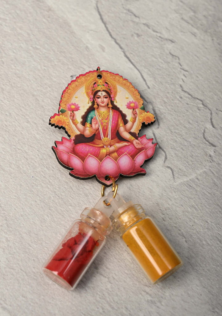 Set of 20 Festival Return Gifts - Home Decorative Goddess Lakshmi  with Kumkum and Haldi mini Bottles