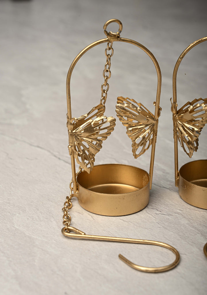 Pack of 10 Sets Festival Return Gifts - Home Decorative Butterfly Hanging pair of  Tea Light Holders
