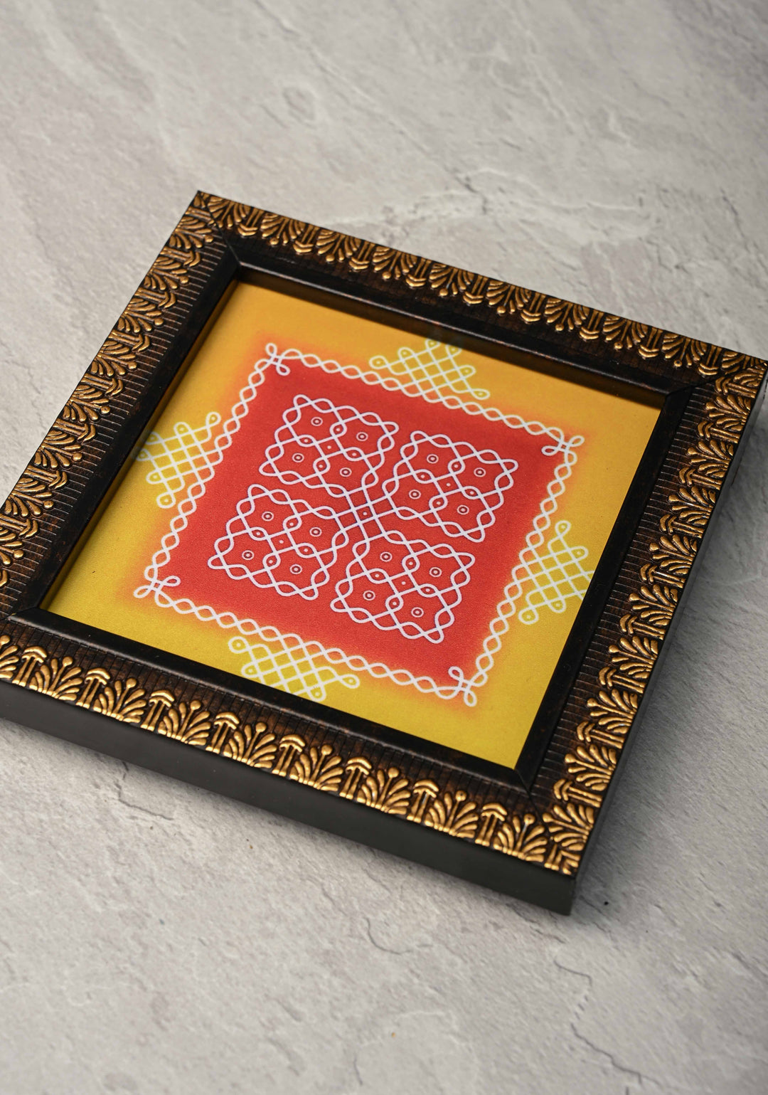 Festival Return Gifts - Home Decorative Wooden Framed Kolam or Rangoli Mini Mandappams | SHOBITAM