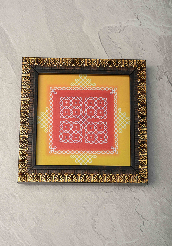 Festival Return Gifts - Home Decorative Wooden Framed Kolam or Rangoli Mini Mandappams | SHOBITAM