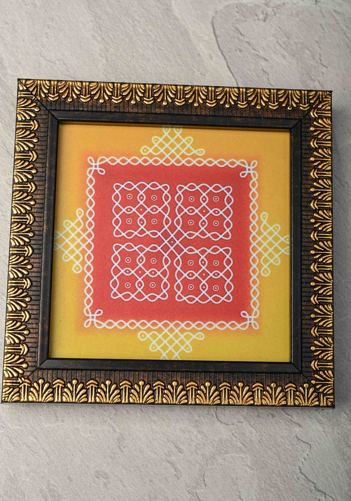 Festival Return Gifts - Home Decorative Wooden Framed Kolam or Rangoli Mini Mandappams | SHOBITAM