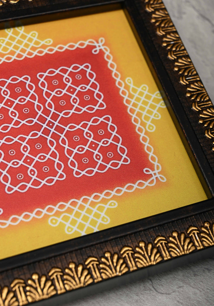 Festival Return Gifts - Home Decorative Wooden Framed Kolam or Rangoli Mini Mandappams | SHOBITAM