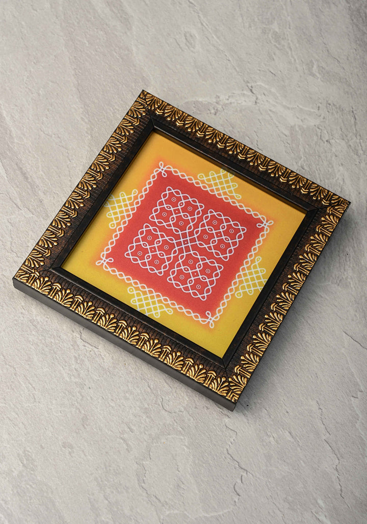 Festival Return Gifts - Home Decorative Wooden Framed Kolam or Rangoli Mini Mandappams | SHOBITAM