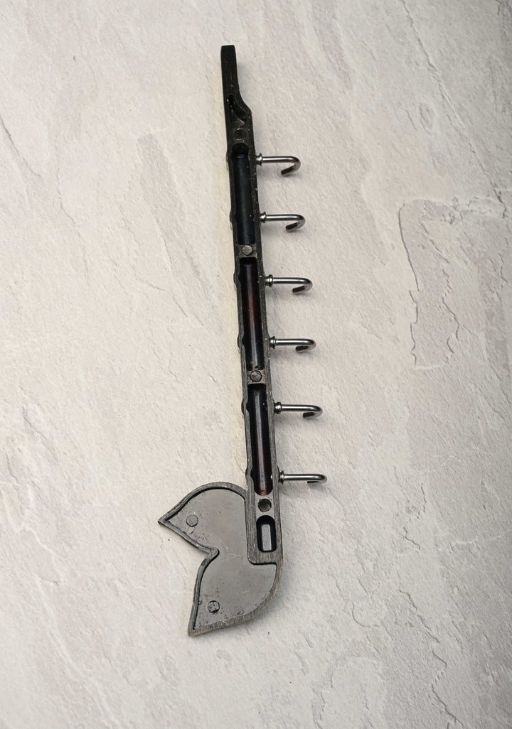 Festival Return Gifts - Home Decorative Flute Shaped Wall Mounted Key Holder with Peacock Feather Design