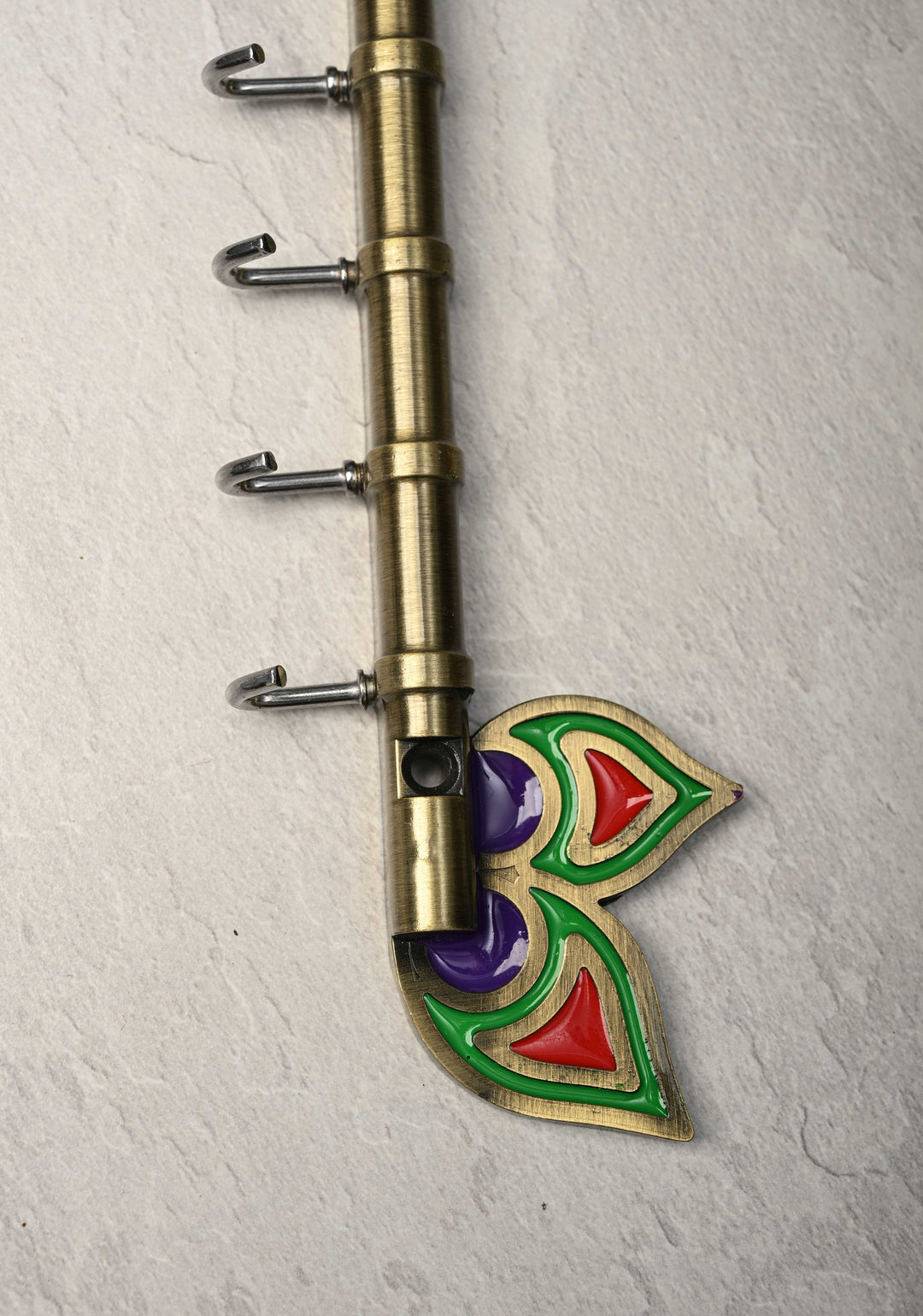 Festival Return Gifts - Home Decorative Flute Shaped Wall Mounted Key Holder with Peacock Feather Design