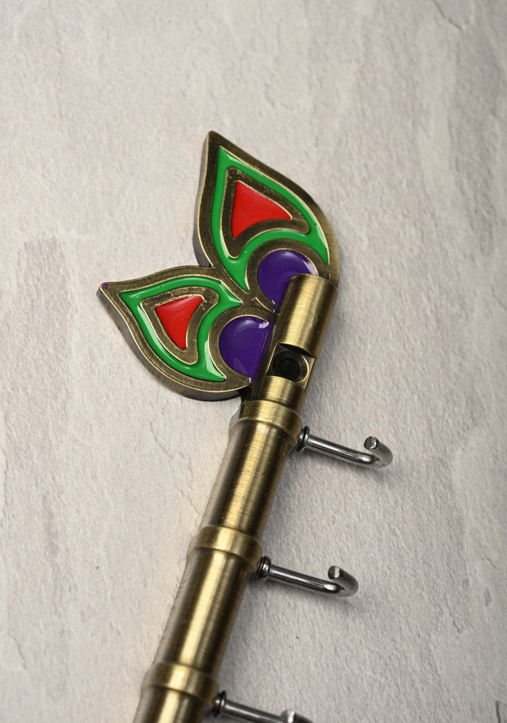 Festival Return Gifts - Home Decorative Flute Shaped Wall Mounted Key Holder with Peacock Feather Design