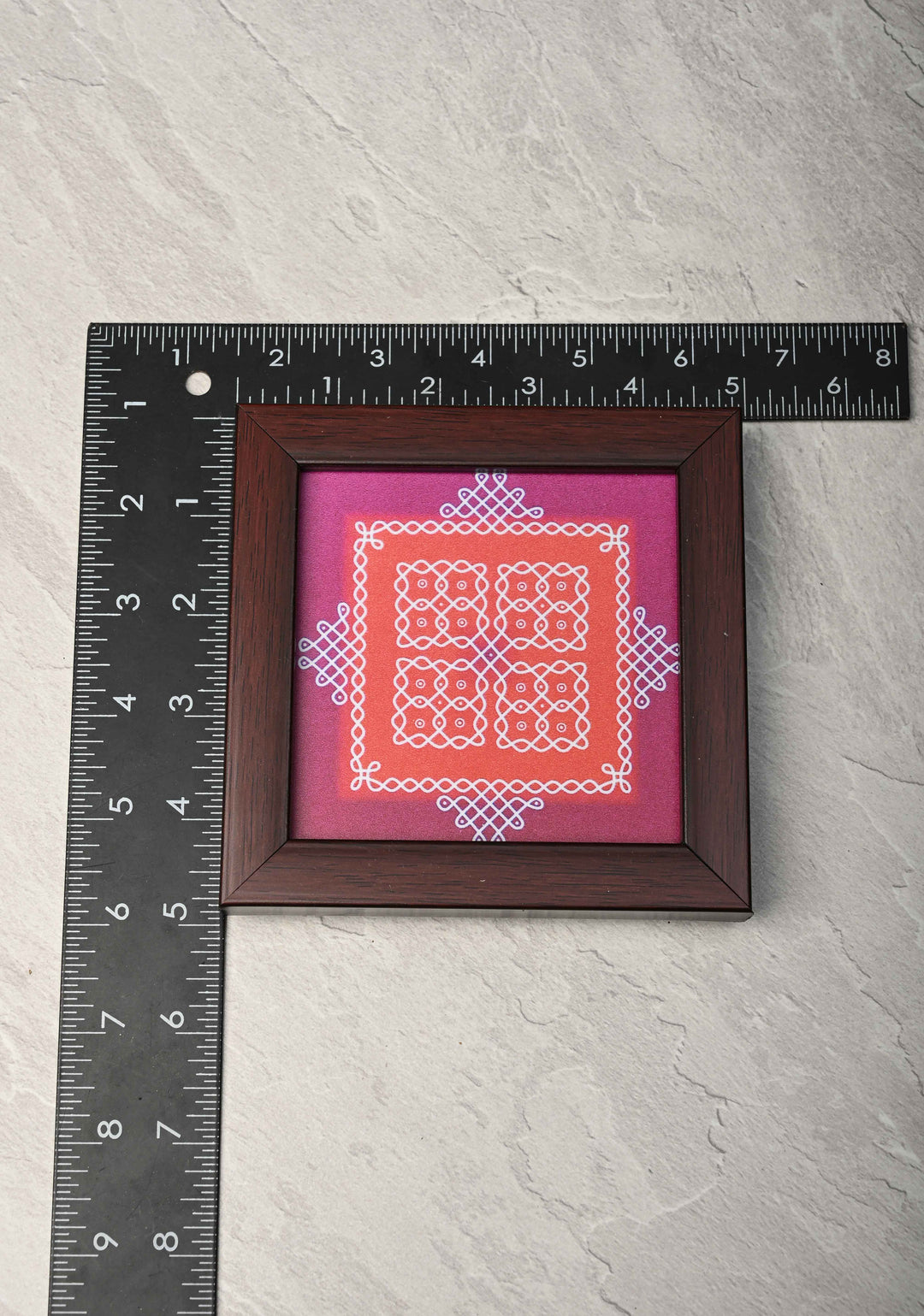 Pack of 10 Festival Return Gifts - Home Decorative Wooden Framed Kolam or Rangoli Mini Mandappam