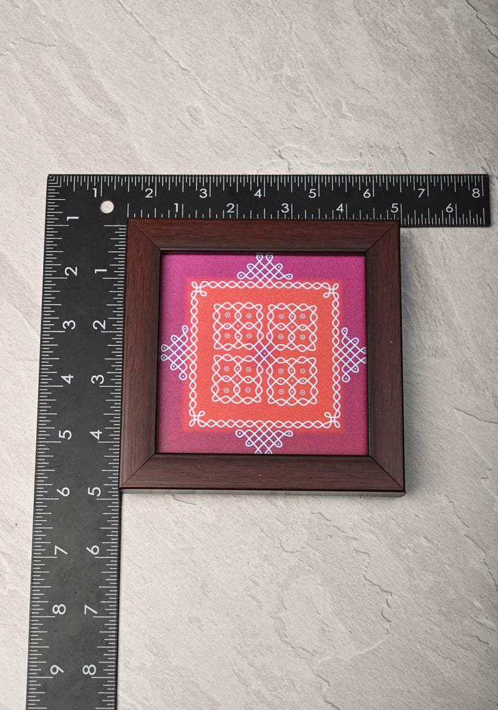 Pack of 10 Festival Return Gifts - Home Decorative Wooden Framed Kolam or Rangoli Mini Mandappam