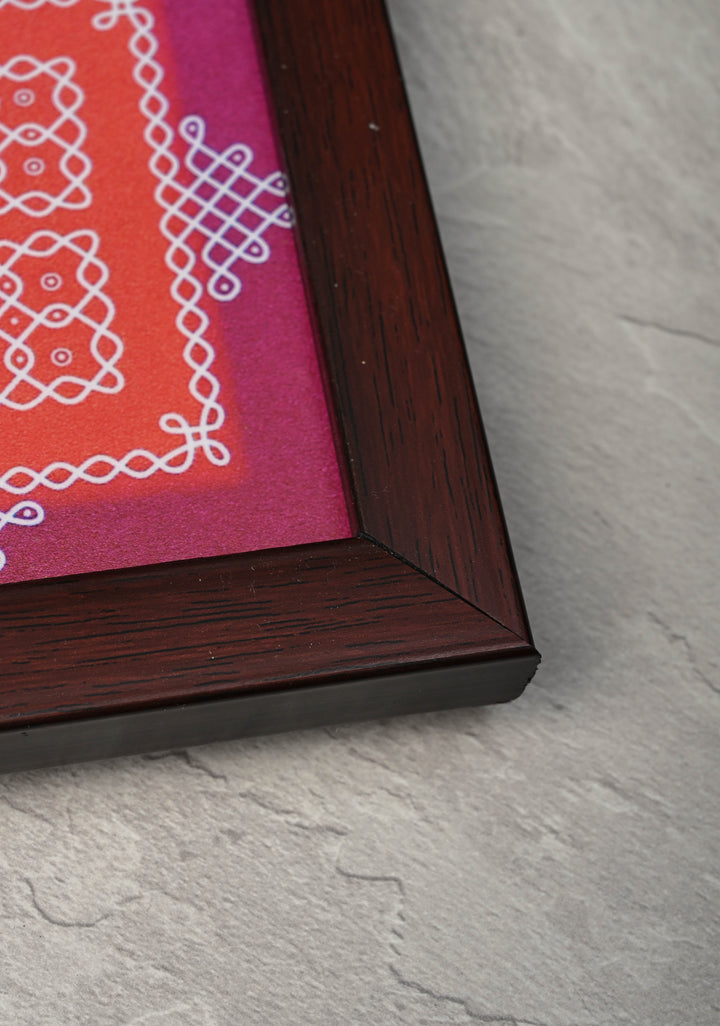 Pack of 10 Festival Return Gifts - Home Decorative Wooden Framed Kolam or Rangoli Mini Mandappam