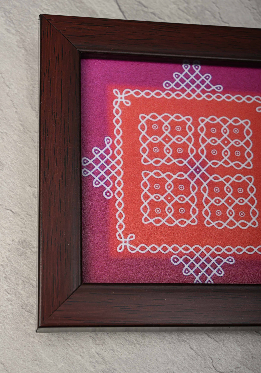 Pack of 10 Festival Return Gifts - Home Decorative Wooden Framed Kolam or Rangoli Mini Mandappam