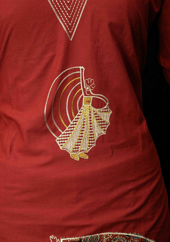 Maroon Cotton Dola Daman Ethnic Coord Set | Made to Order