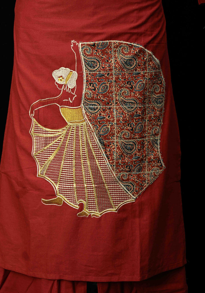 Maroon Cotton Dola Daman Ethnic Coord Set | Made to Order