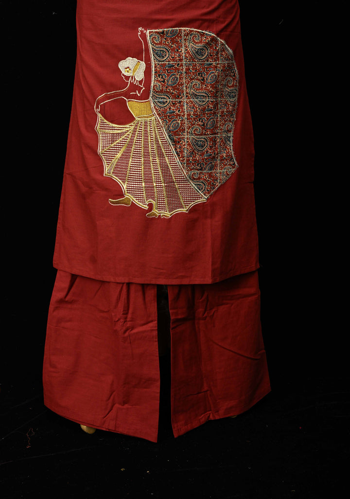 Maroon Cotton Dola Daman Ethnic Coord Set | Made to Order