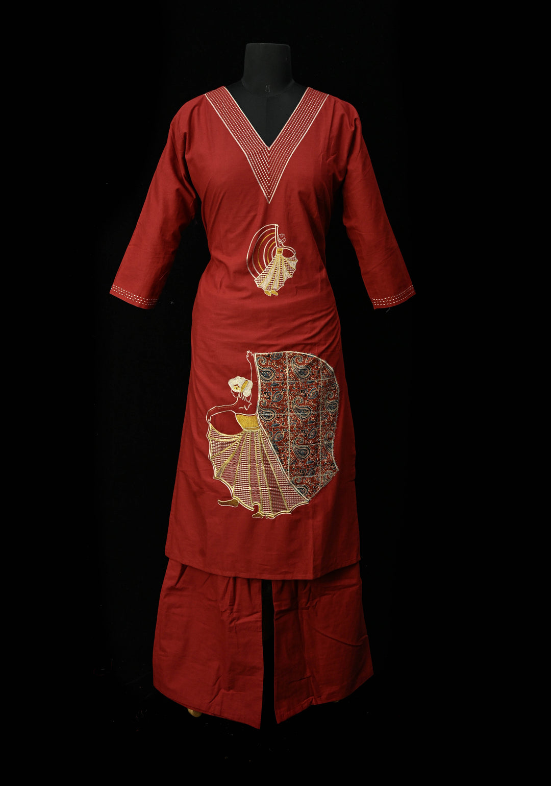 Maroon Cotton Dola Daman Ethnic Coord Set | Made to Order