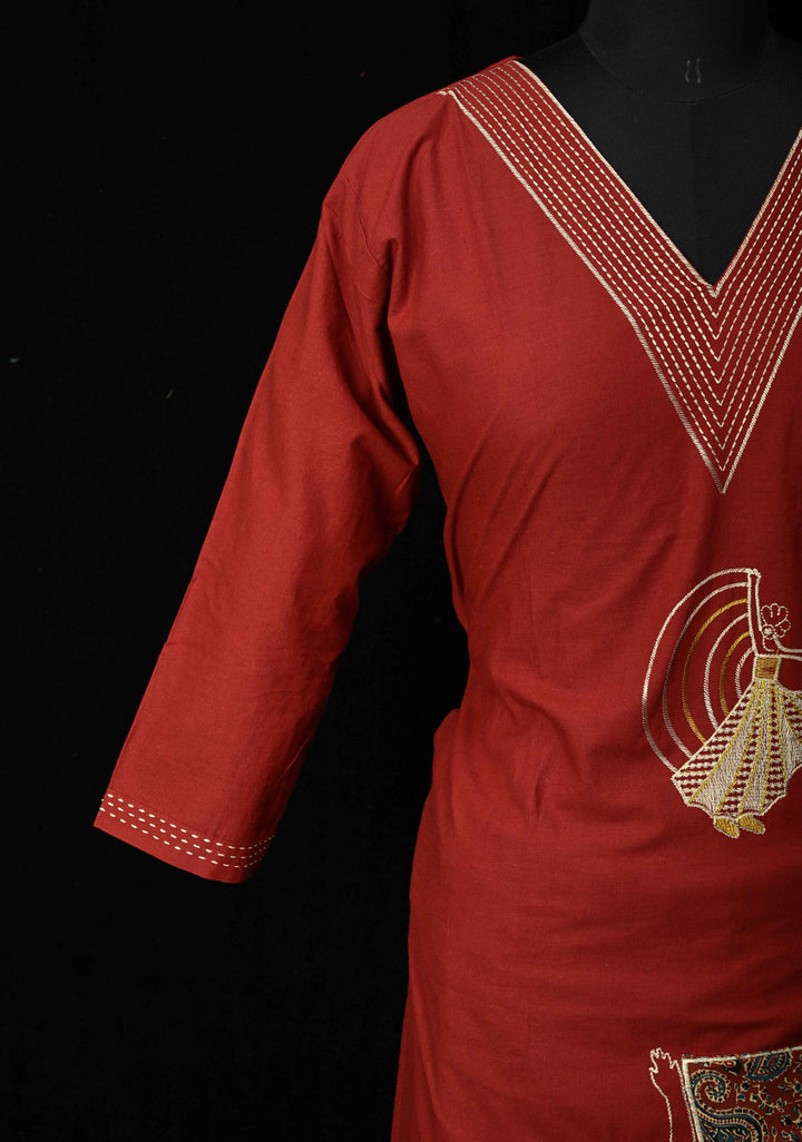 Maroon Cotton Dola Daman Ethnic Coord Set | Made to Order