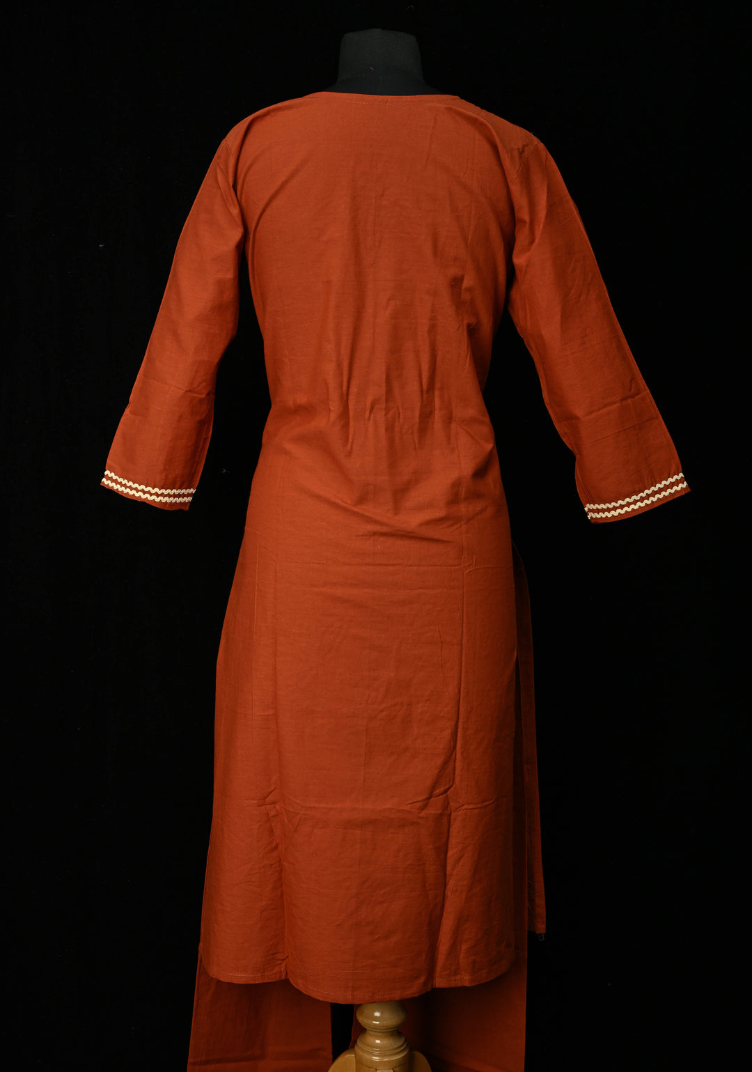 Rust Cotton Applique Daman Kurti 2 piece Set | Made to Order