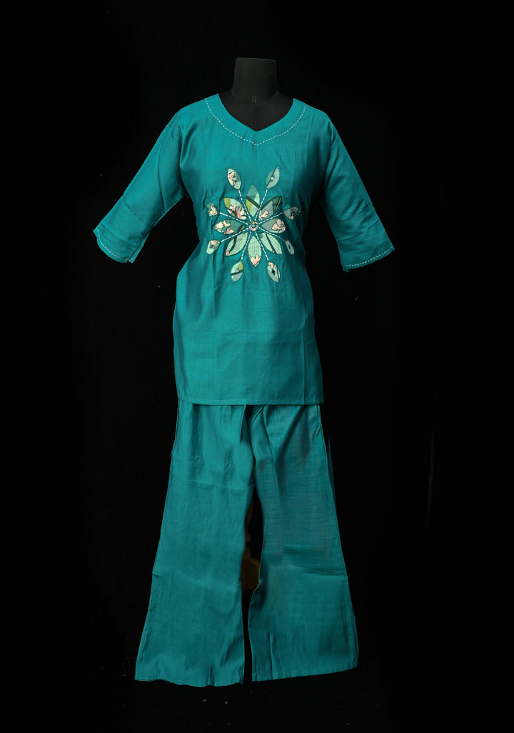 Teal Blue Vartican Cotton Coord Set | Made to Order