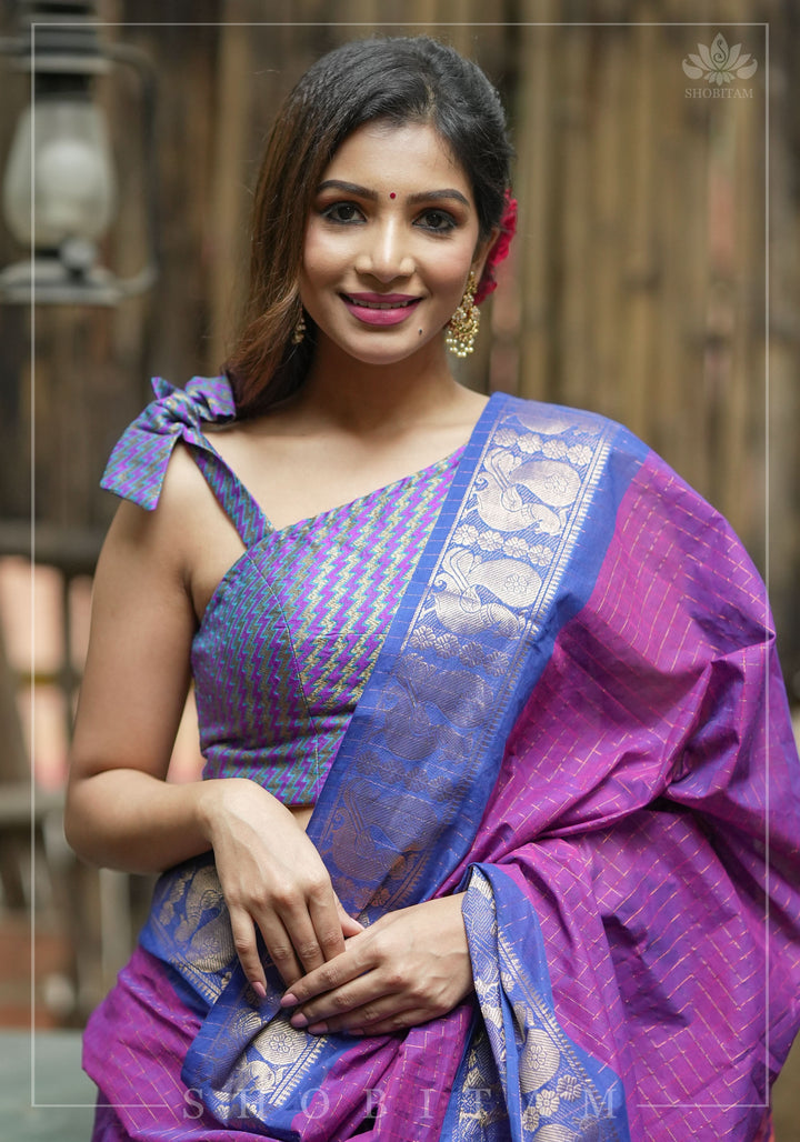 Purple Blue jacquard one shoulder blouse crop top, Made to Order