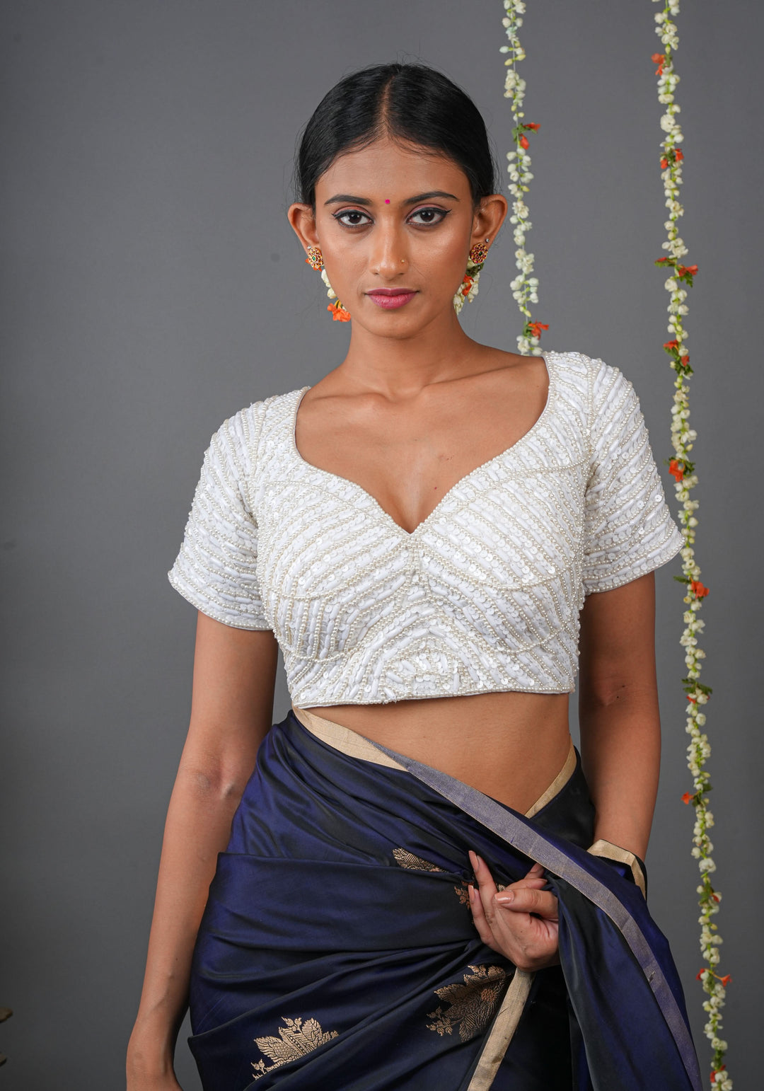 Moti Jadau Blouse with sleeves, Made to Order