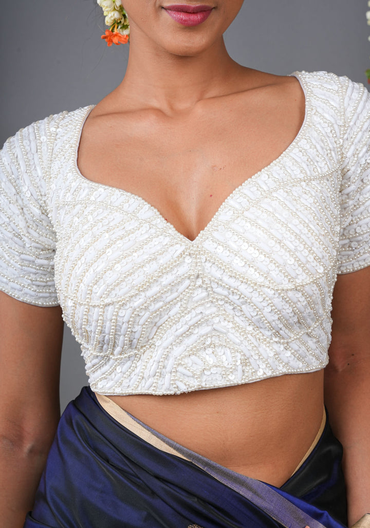 Moti Jadau Blouse with sleeves, Made to Order