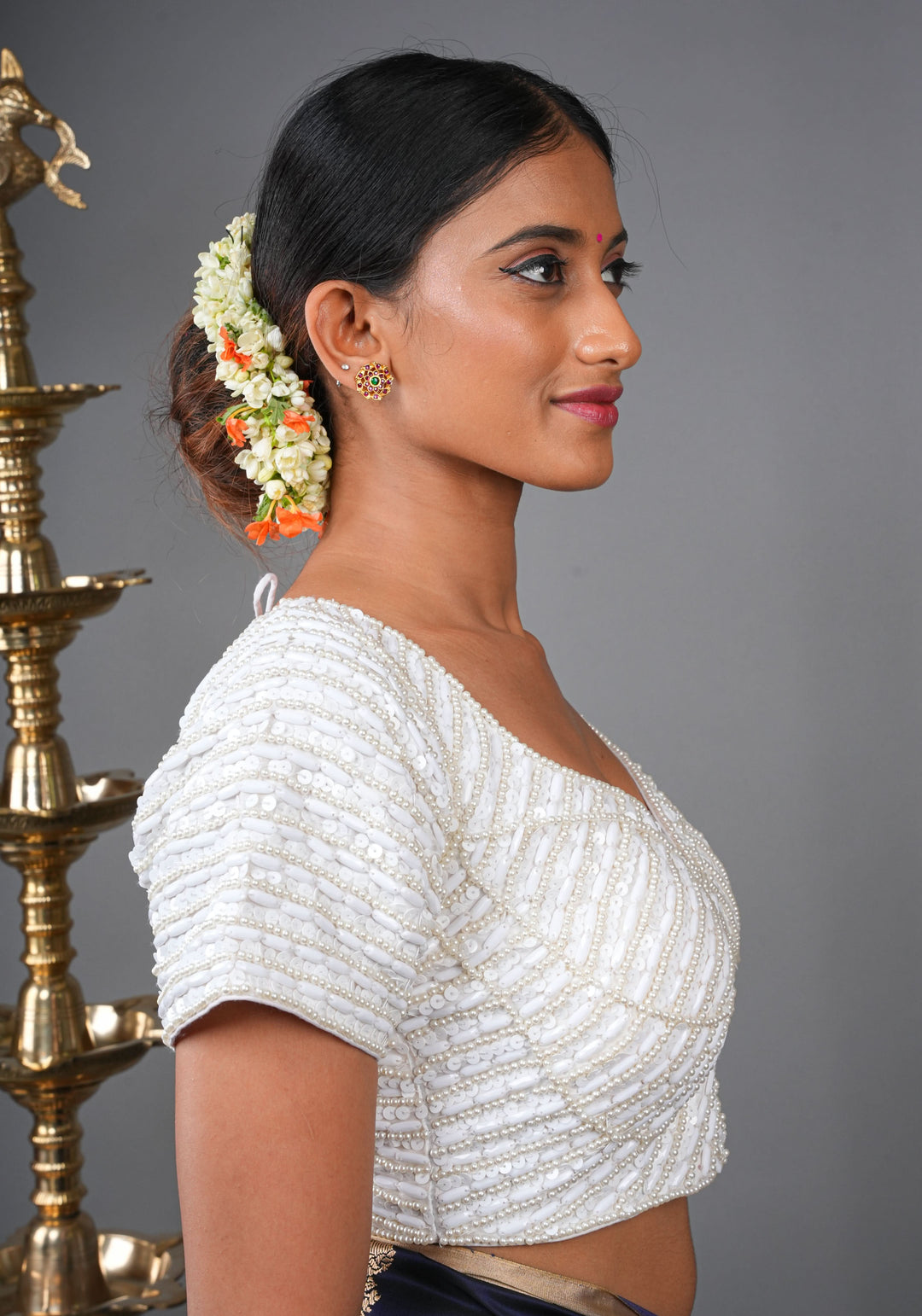 Moti Jadau Blouse with sleeves, Made to Order