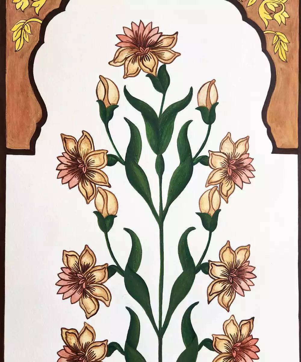 Mughal Hand Painted Paper Wall Art By 32 x 14.5 Inches (Unframed)