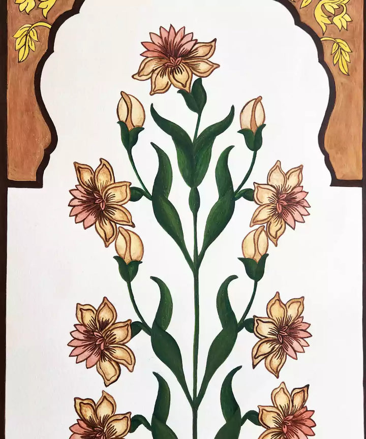Mughal Hand Painted Paper Wall Art By 32 x 14.5 Inches (Unframed)