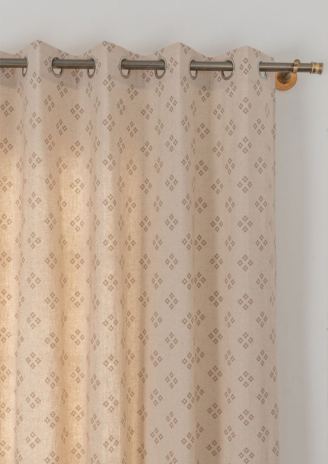 Harvest linen cotton textured minimal design curtain for living room - Light Reduction - Brown - Single Piece | SHOBITAM