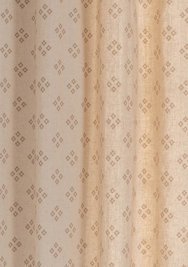Harvest linen cotton textured minimal design curtain for living room - Light Reduction - Brown - Single Piece | SHOBITAM