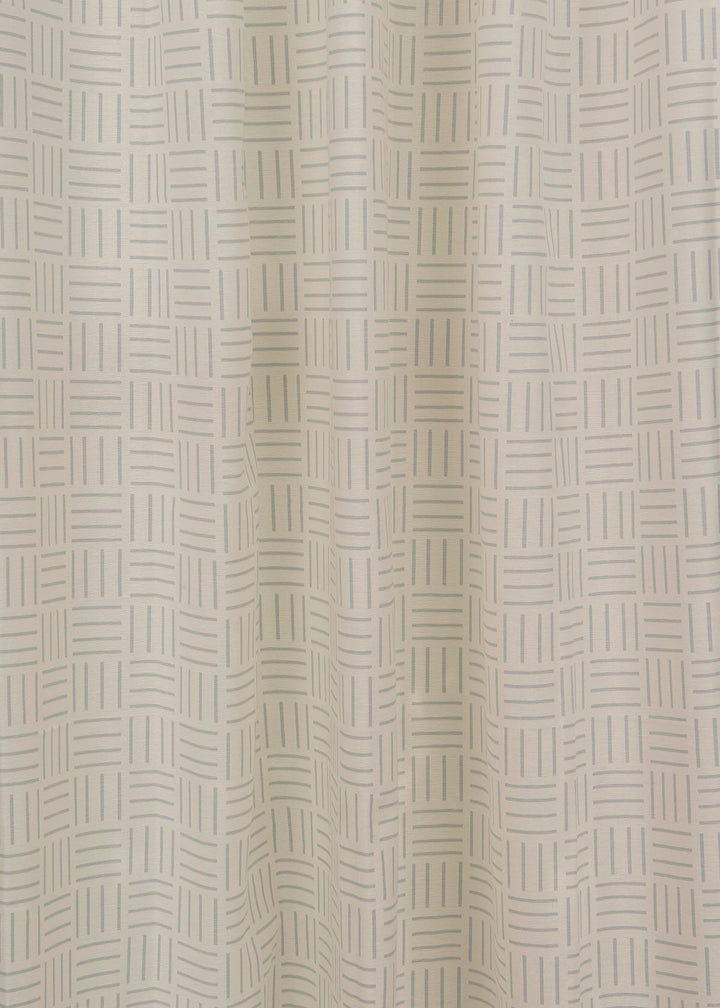 Hashlines 100% cotton geometric curtain for living room - Light Reduction - Grey - Single Piece | SHOBITAM