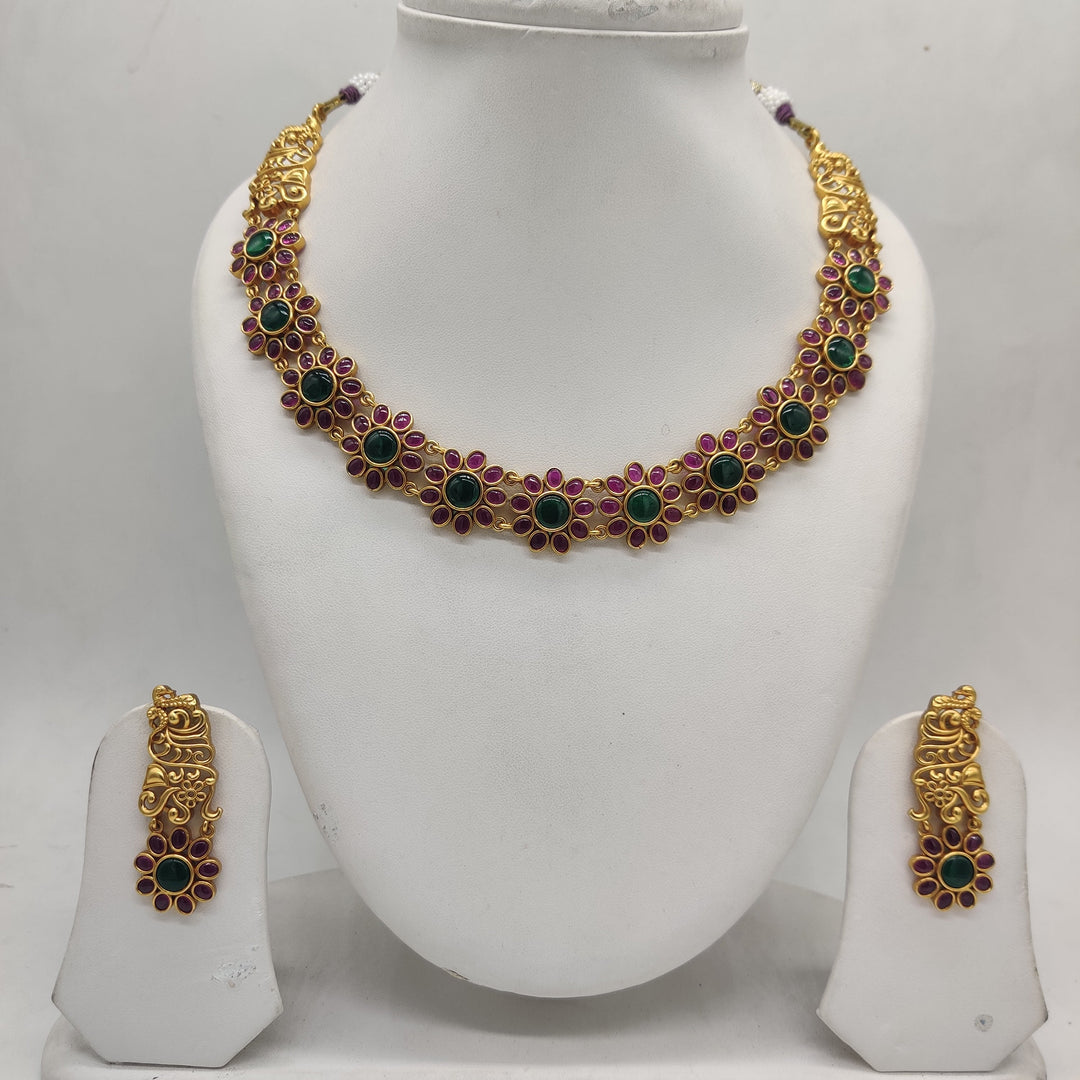Heritage Bloom Multicolour Necklace Set | SHOBITAM