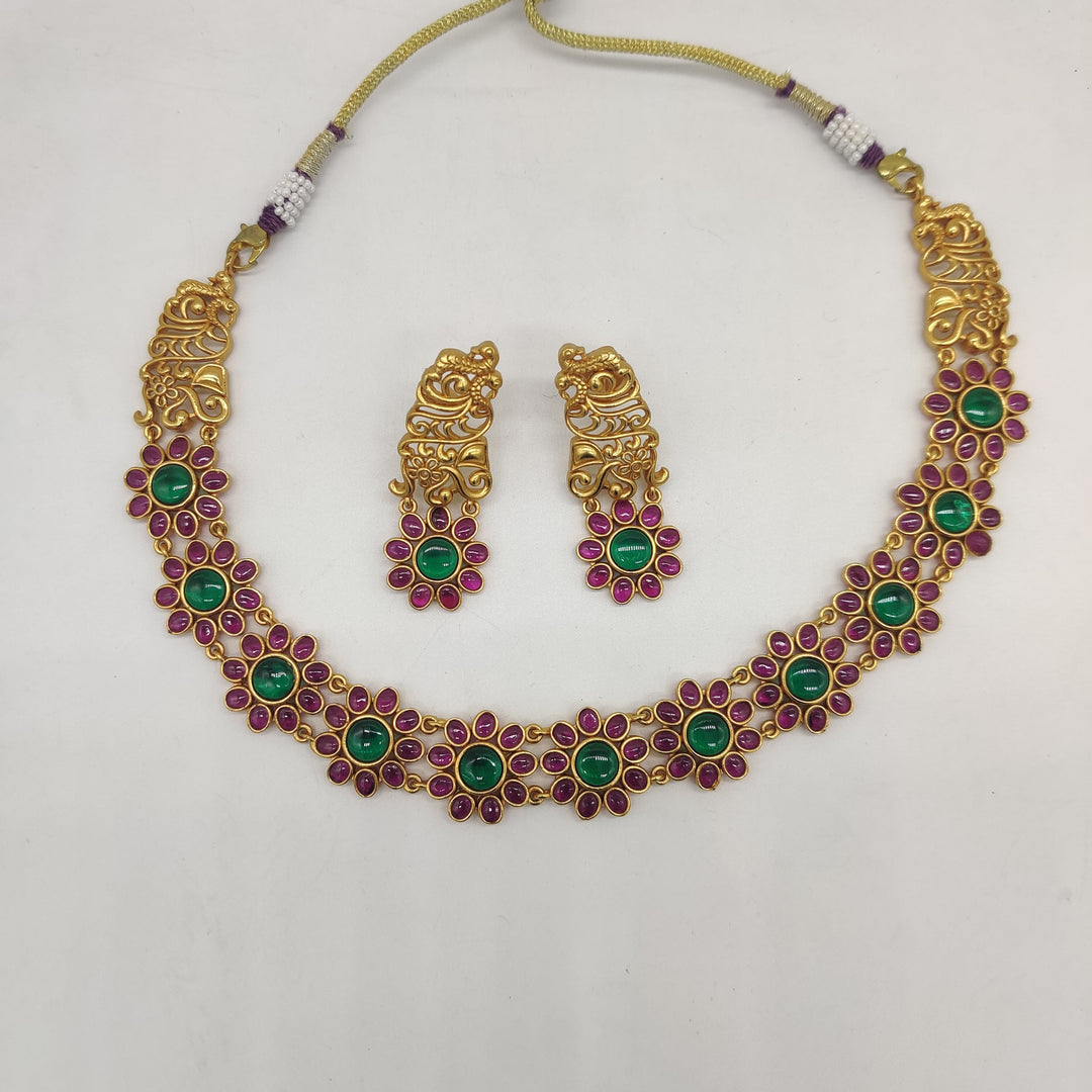 Heritage Bloom Multicolour Necklace Set | SHOBITAM
