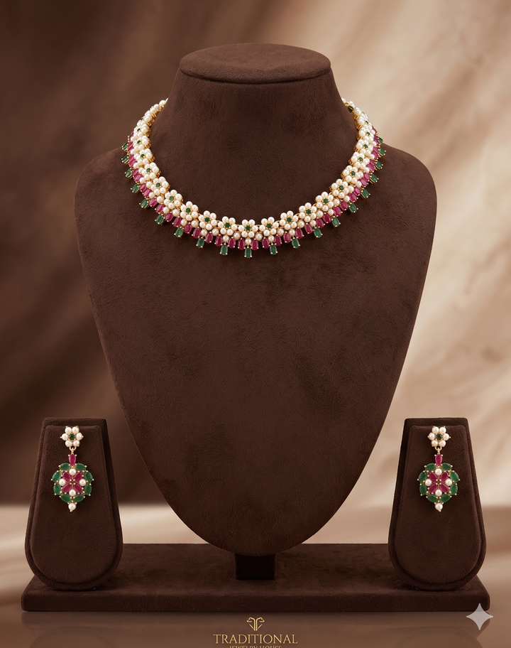 Heritage Pearl Designer Choker Set | SHOBITAM