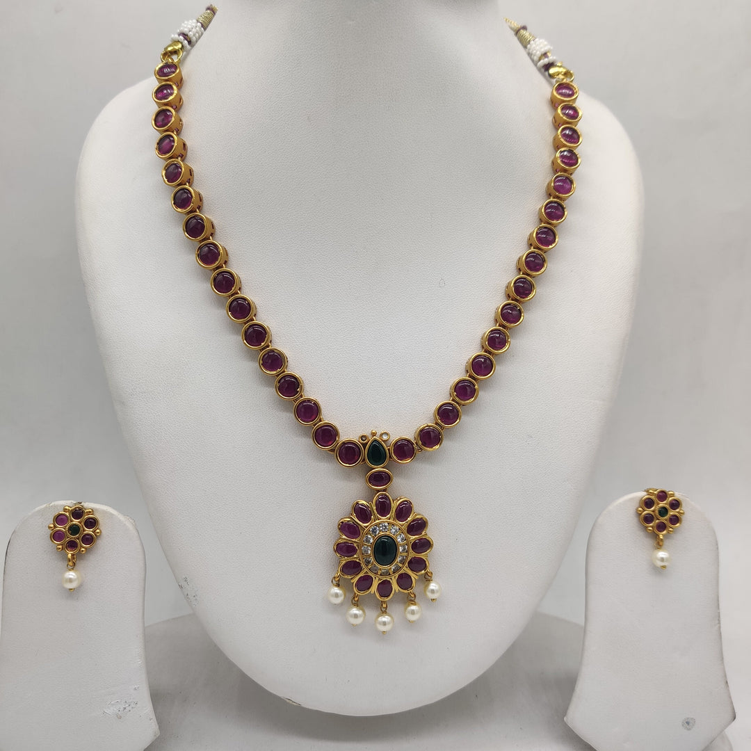Heritage Ruby Temple Necklace Set | SHOBITAM