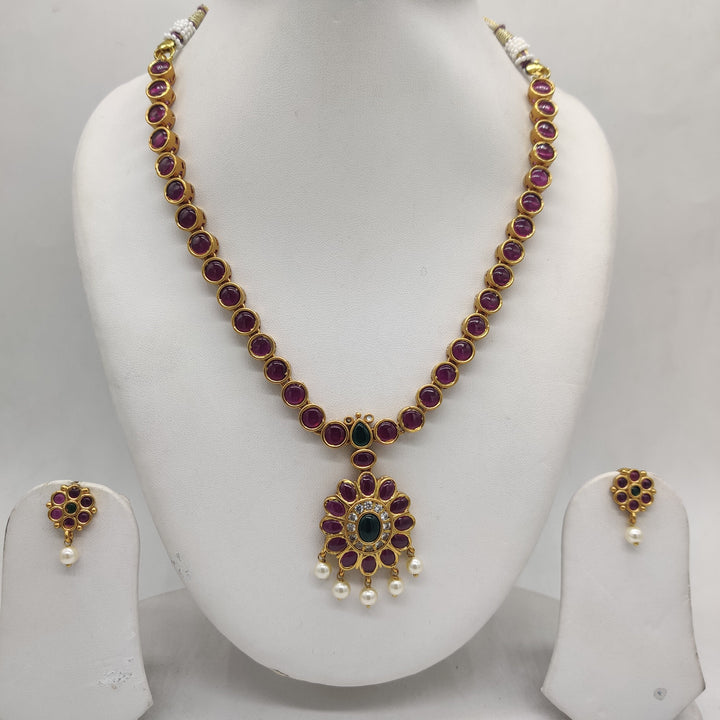 Heritage Ruby Temple Necklace Set | SHOBITAM
