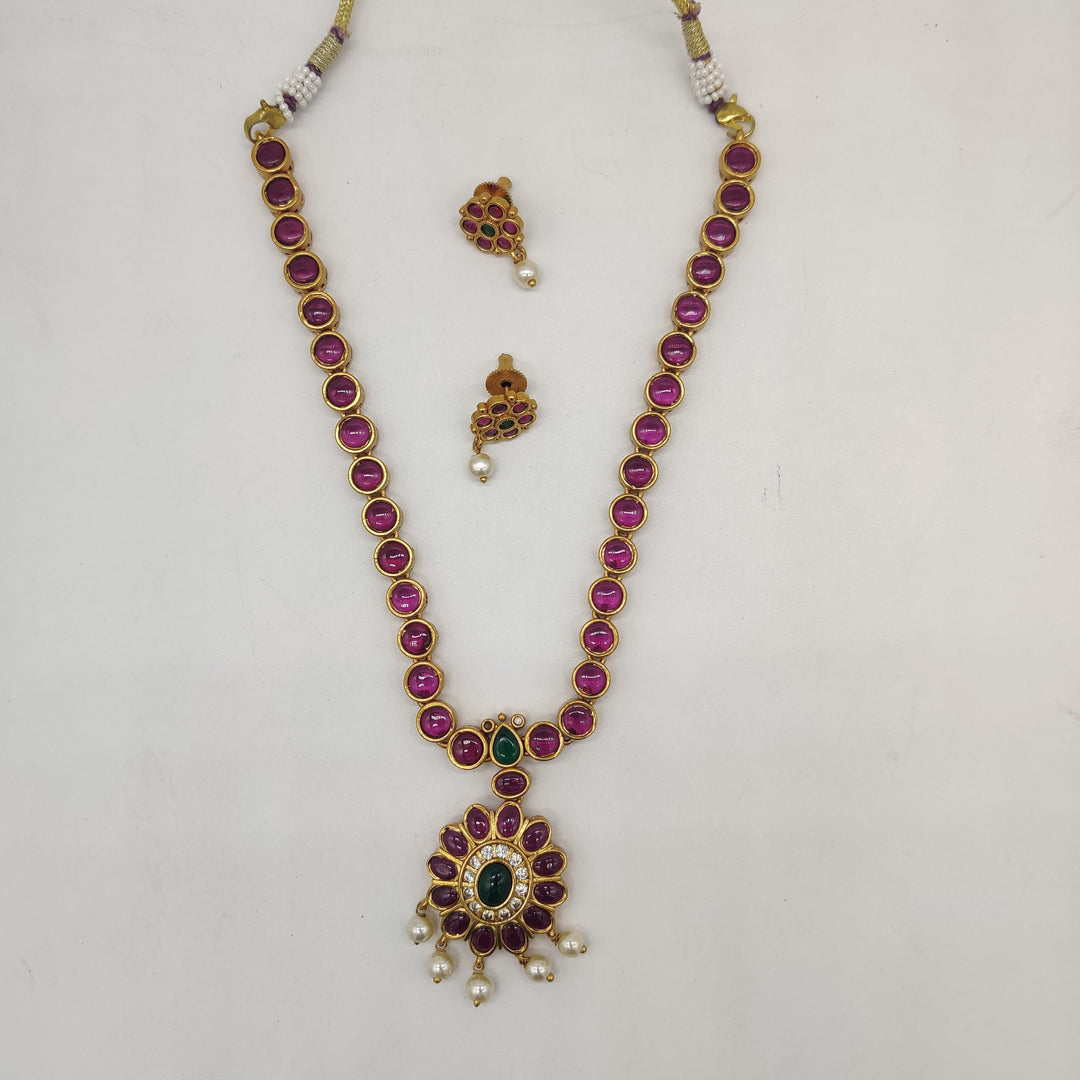 Heritage Ruby Temple Necklace Set | SHOBITAM